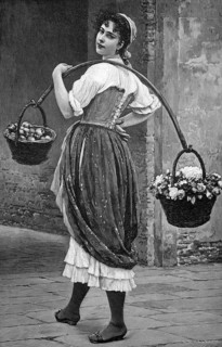 Italian Flower and Fruit Seller in Naples