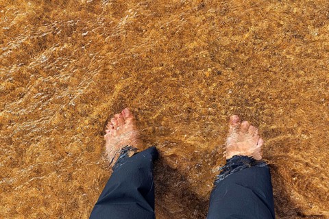Two feet in clear water