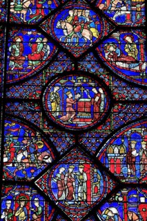 Leaded glass window in Notre Dame Cathedral of Chartres