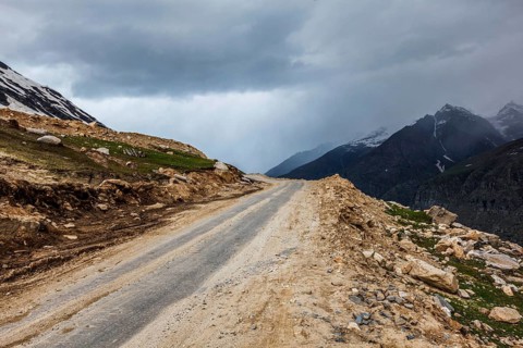Road in Himalayas near Rohtang La Pass. Himachal Pradesh
