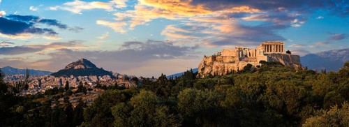 Panorama of famous greek tourist landmark