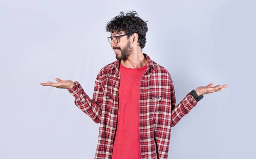 Man balancing the palms of his hands