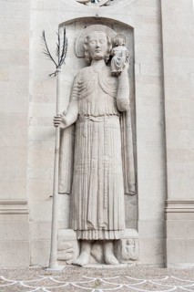 Medieval larger-than-life facade relief