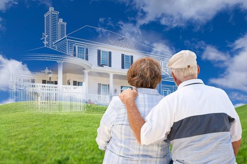 Senior couple faces ghosted house drawing
