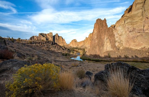 Red rock walls in the morning sun