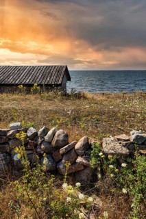 Old fishing hut in summer