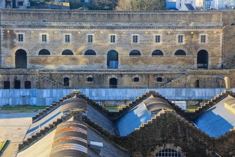 Batiment aux lions below the cultural and commercial centre Ateliers des Capucins in the building of the former arsenal in the Recouvrance district