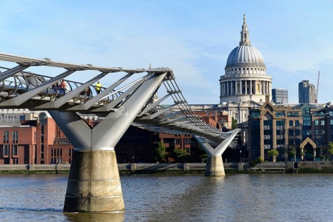 Millennium Bridge and St Paul's Cathedral in London
