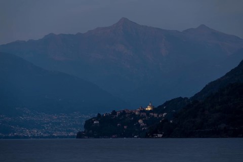 Blue hour on Lake Maggiore on the shore of Cannobio