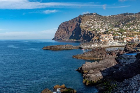 Village of Camara de Lobos with Cabo Girao in the background on Madeira