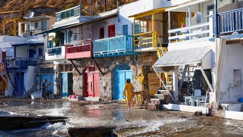 Colourful boathouses