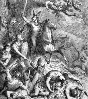 Battle between Romans and Germanic tribes