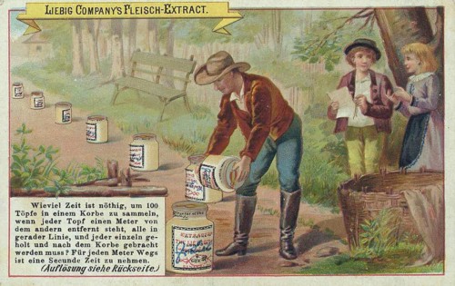Picture series puzzle: How much time is needed to collect 100 pots in a basket