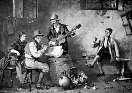 Two men making house music with flute and guitar