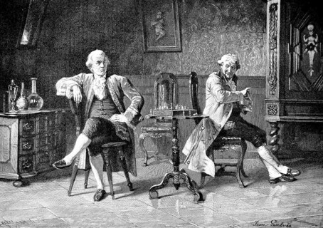 Two noble gentlemen have their game of chess