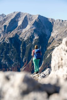 Hiker between rocks