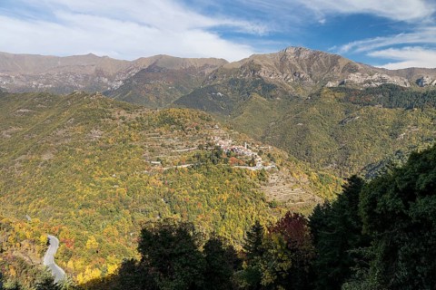 Autumn in the Ligurian Alps with a view of Corte