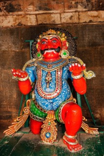 Tamil Hindu deity wood statue in Brihadishwarar Temple