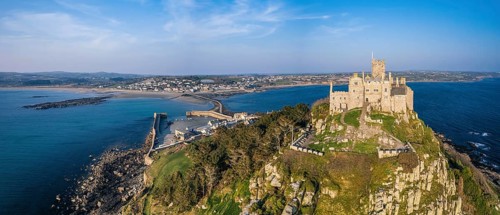 St Michaels Mount from a drone