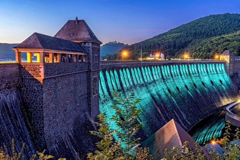 Dam in evening light