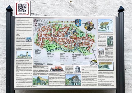 Tourist information board with QR code