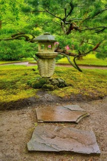 Stone lantern in Japanese garden