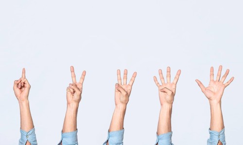 Hands counting countdown
