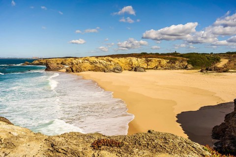 Huge sandy beach called Praia Grande de Porto Covo