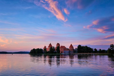 Trakai Island Castle in lake Galve