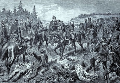 Koenig Wilhelm und Kronprinz Friedrich Wilhelm am Abend nach der Schlacht bei Koeniggraetz