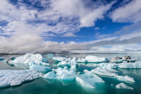 Icebergs in the glacial lake