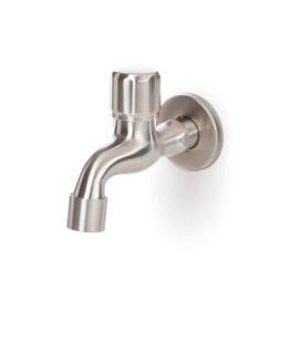 Custom stainless steel faucet isolated on a white background
