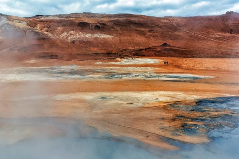 Steam from fumaroles