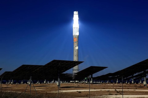 High-tech Gemasolar solar power plant in Fuentes de Andalucia near Seville