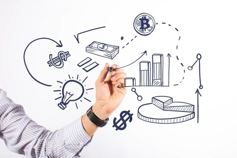 Business man drawing finance