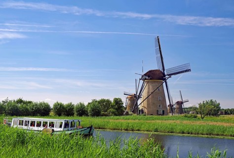 Historic windmills on a canal