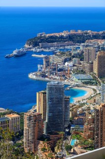 Principality of Monaco with in the centre large construction site of the new district Mareterra