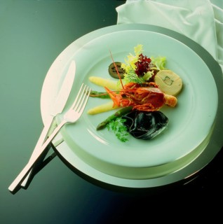 Food in the plate crayfish and langoustine