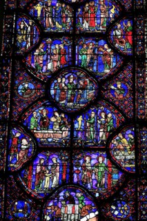 Leaded glass window in Notre Dame Cathedral of Chartres