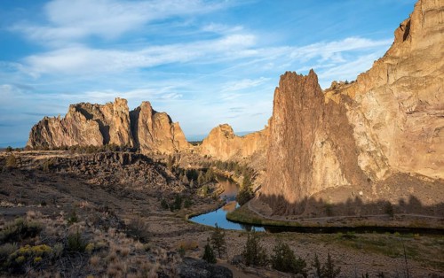 Red rock walls in the morning sun