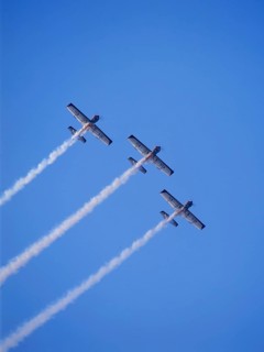 3 aircraft in the sky Formation flying