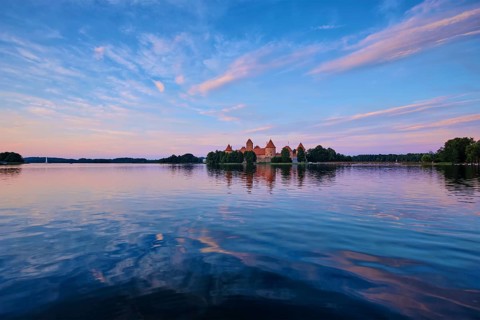 Trakai Island Castle in lake Galve