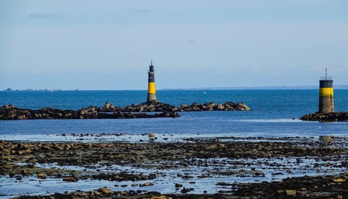 Men-Guen-Bras lighthouse in the Canal de l'Ile de Bartz off Roscoff