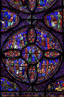 Leaded glass window in Notre Dame Cathedral of Chartres