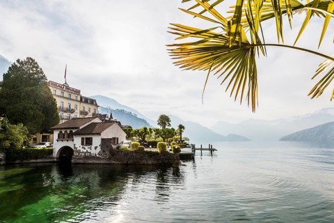 Hotels and houses on the lake