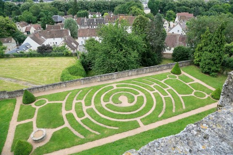 Labyrinth in the gardens of the episcopal palace below Notre Dame of Chartres Cathedral