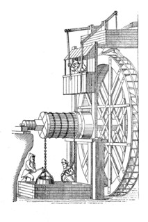 Water hoist machine with sweeper wheel