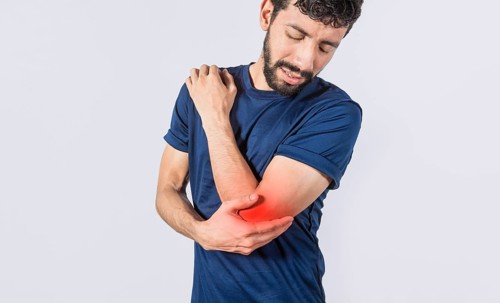 Person with elbow pain