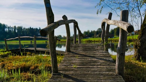 Two wooden footbridges