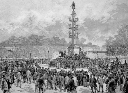 The procession of workers into the Prater on 1 May 1882